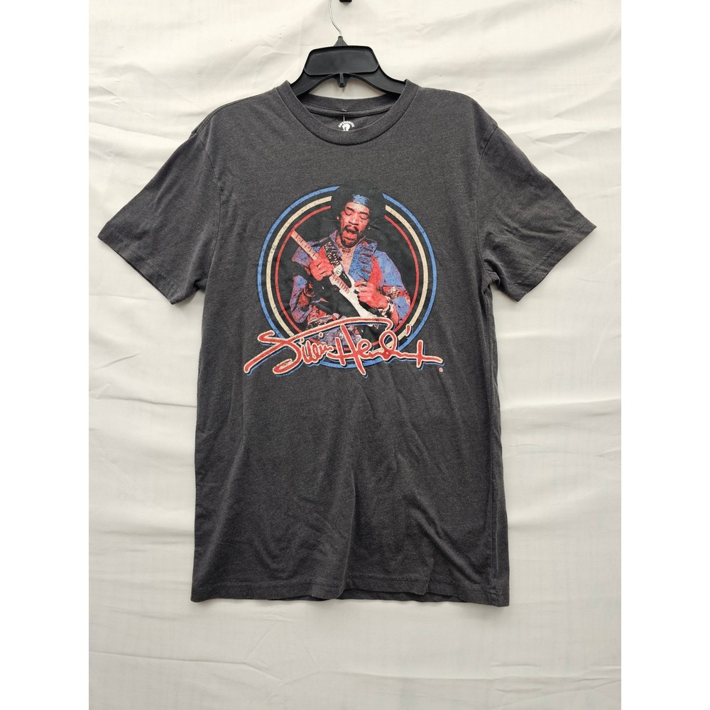 Authentic Hendrix Mens 1969 Tour Graphic Tee Grey Cotton Blend Casual Size Small